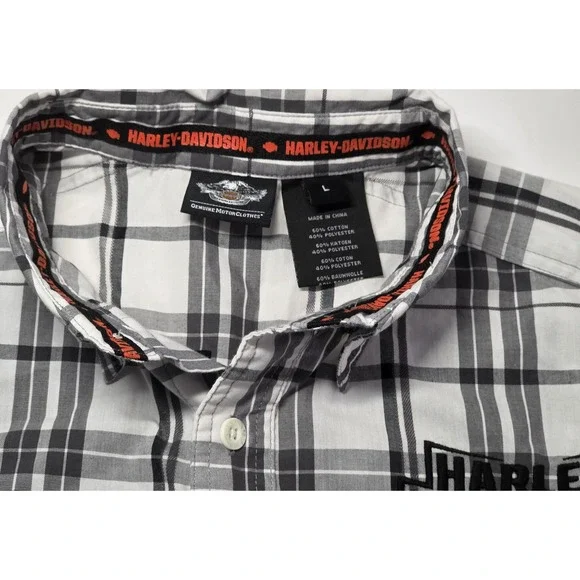 Harley Davidson Mens Size L Embroidered Short Sleeve Button Down Shirt‎ - Picture 7 of 12